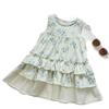 Summer Girls Floral Print Tiered Dress Stylish Sleeveless Cake Skirt Children Fashion Layered Sundress For Kids
