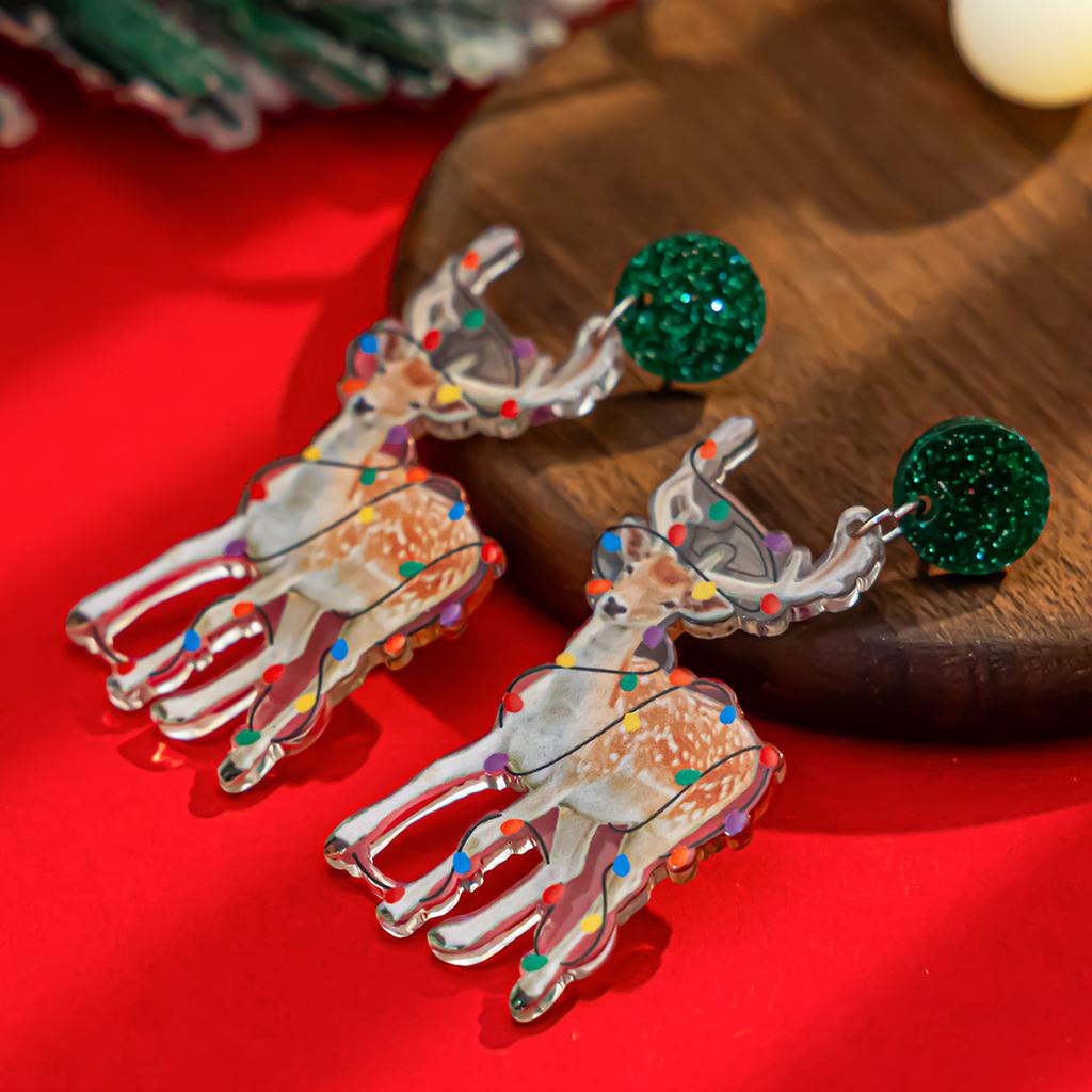 Christmas Tassel Dangle Earrings Acrylic Texture Festival Jewelry Fashion Pendant Earrings Present for Women and Girls