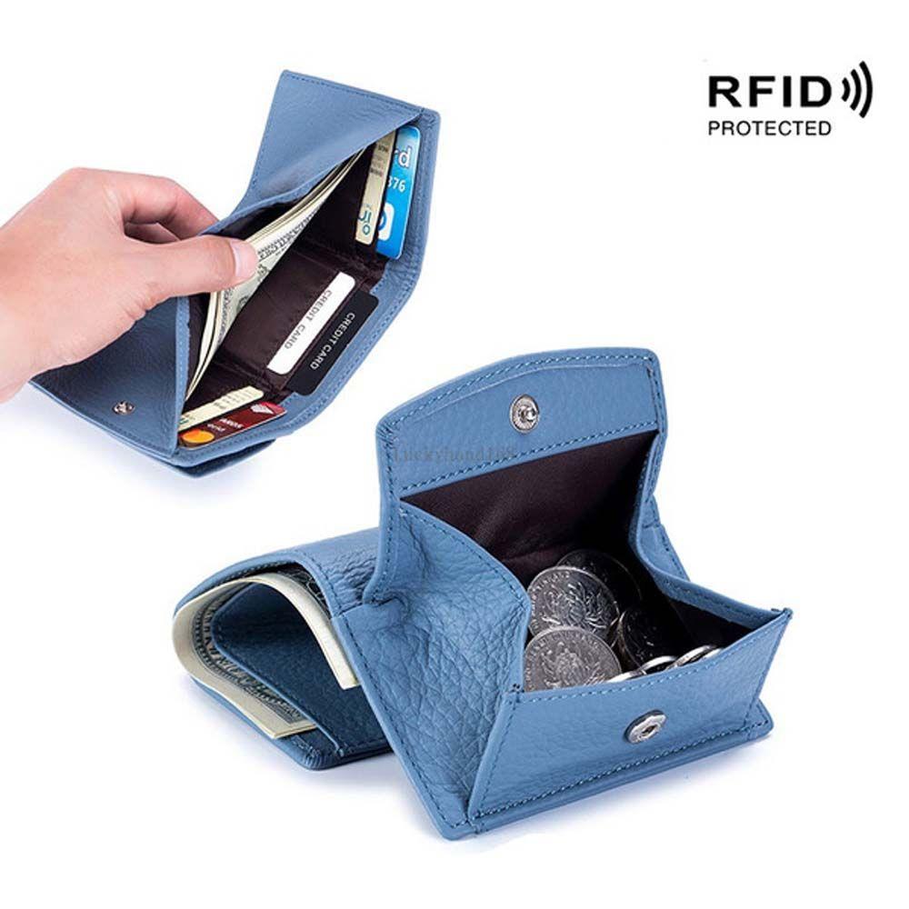 

Genuine Leather Cash Clip Coin Bag Buckle Wallet Rfid Wallet Short Purse ID Card holder Coin purse фіолетовий