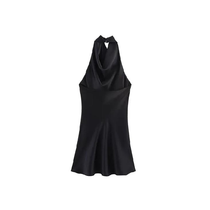 2026 Women Summer Halter Mini Dress Fashion Sexy Satin Backless Solid Female Elegant Street Party Dresses Clothing