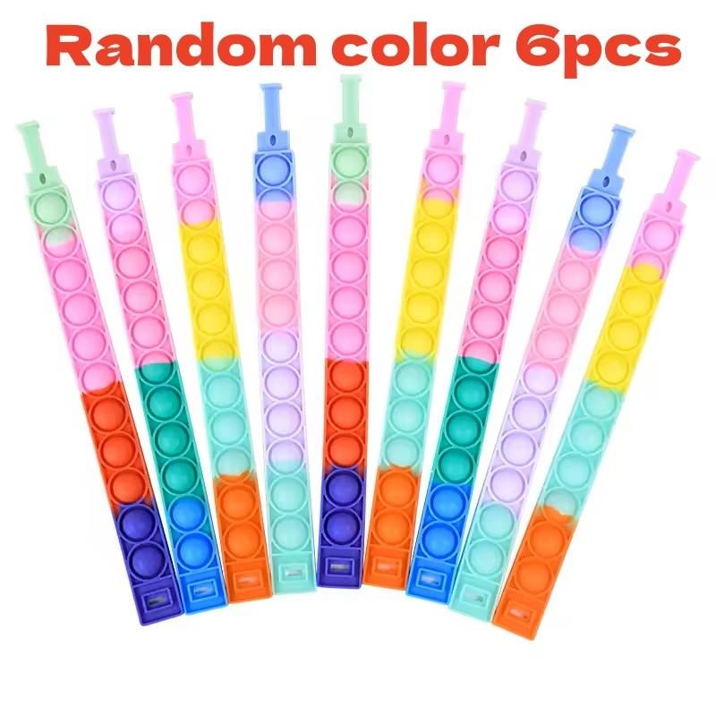 

6pcs Colorful Silicone Bracelet Fidget Toys Pops Bubble Simple Dimple Anxiety Sensory Autism Adult Anti Stress Relief Game Gifts