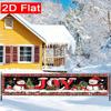 Red Festive Snowman & Candy Cane Christmas Outdoor Fence Banner, Garden Yard Holiday Decor