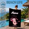 Custom Name Pink Dog Dreamscape Beach Towel Microfiber Beach Towel, Lightweight and Quick-Dry, for Summer Travel, Swimming Pool Gift