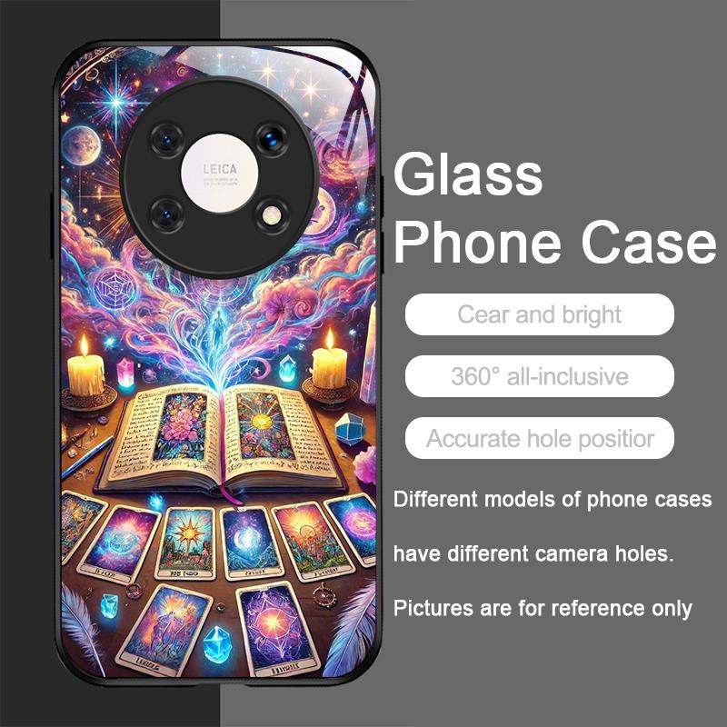 

Purple Crystal Bookshelf Pattern Tempered Glass Phone Case for Huawei Honor 400 200 100 90 80 Magic 7 Pro 6 5 Lite X9 X8 Covers Honor 60
