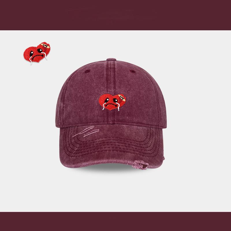 

Шляпа Женская Мультяшная Вышивка Потертая Кепка Студенческая Пара Универсальная Бейсболка Уличная Повседневная Солнцезащитная Шляпа Adjustable бордовый