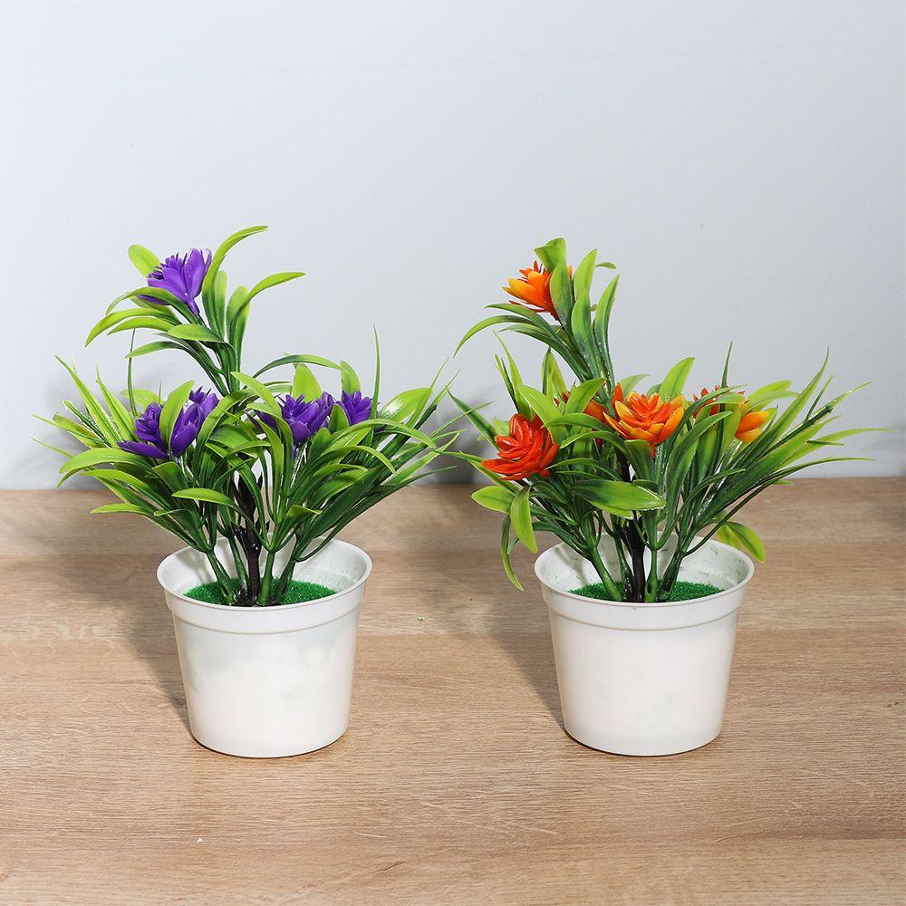 Yellow Color Wedding Party Decortion Miniascape Artificial Flower Fake False Plants with Pots Outdoor Decor