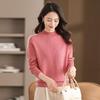 Women's 100% Wool Semi-High Collar Pullover Sweater