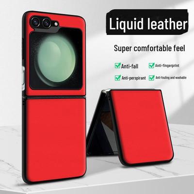 Custodia protettiva anticaduta in pelle liquida Samsung ZFlip6. Design monoblocco. Copertura anti-incrostazione.