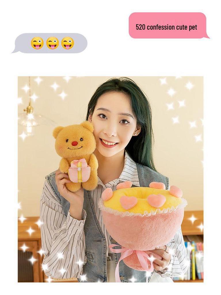 Butter Gift Box Bear Bouquet: Cute Plush Doll for Valentine's Day Girlfriend Gift