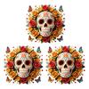 Indoor Outdoor Festive Window Art Day of The Dead Skull Flower Static Sticker, Colorful Mexican Floral Glass Decorative Stickers for Home Halloween