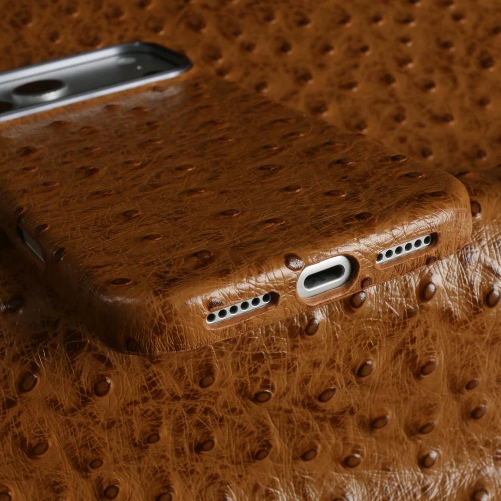 Genuine Ostrich Grain Leather Case for iPhone 17 Pro Max Air 16 Pro 15 14 13 Pro Premium Business Slim Metal Lens Cowhide Full Body Shockproof Cover