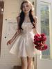 Pure White Moonlight Camisole Dress - Flattering Korean Style for Petite Girls, Sweet Waist-Cinched Short Skirt