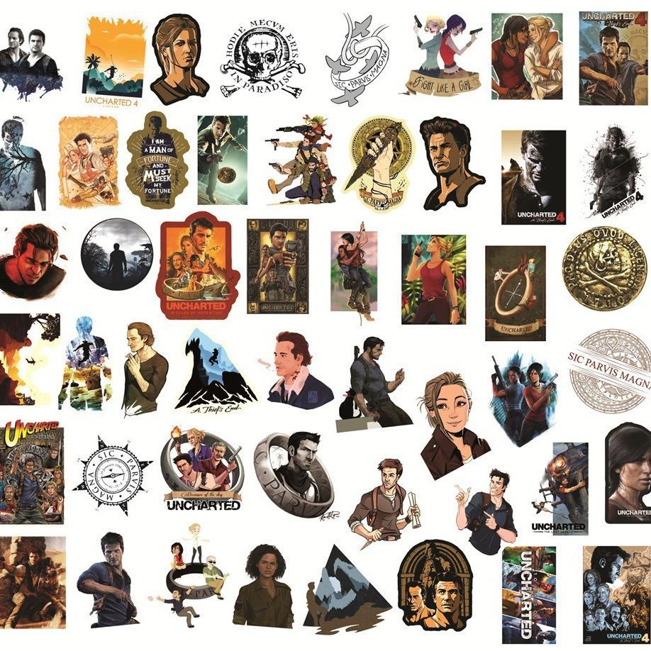50Pcs Uncharted 4 Graffiti Stickers Water Bottle Laptop Phone Bicycle Luggage Case Skateboard Children Adult Sticker