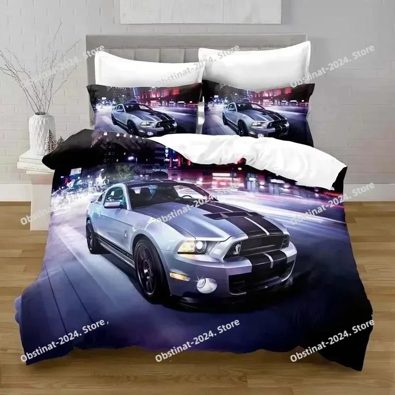 Autos Fahrzeuge Bettwäscheset Jungen Schlafzimmer Dekor Bettbezug Kissenbezug Autos Rennsport Druck Bettwäsche Set King Queen für Erwachsene