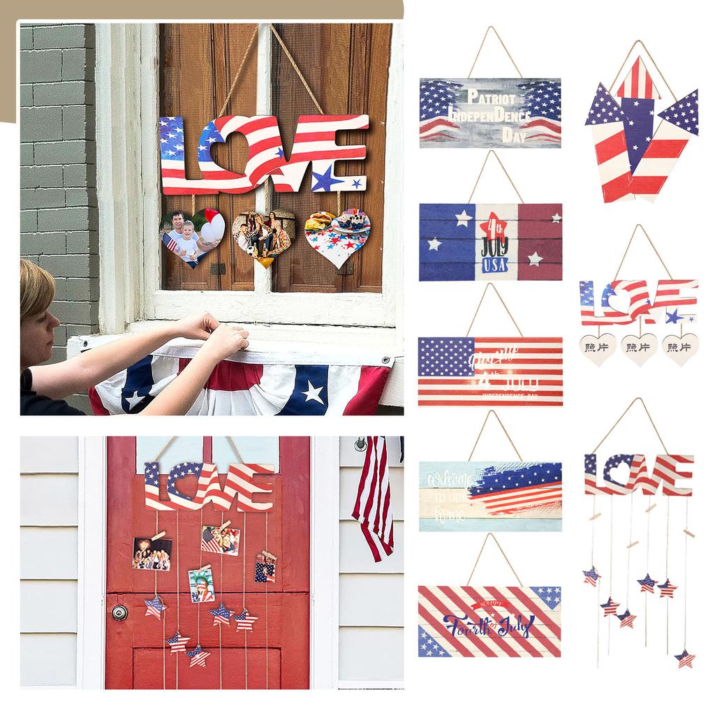 Türschild aus Holz zum Unabhängigkeitstag, Tag, Zuhause, Party, Layout, Requisiten, Türaufhängung