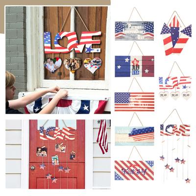 Independence Day Wooden Door Plate  Day Home Party Layout Props Door Hanging