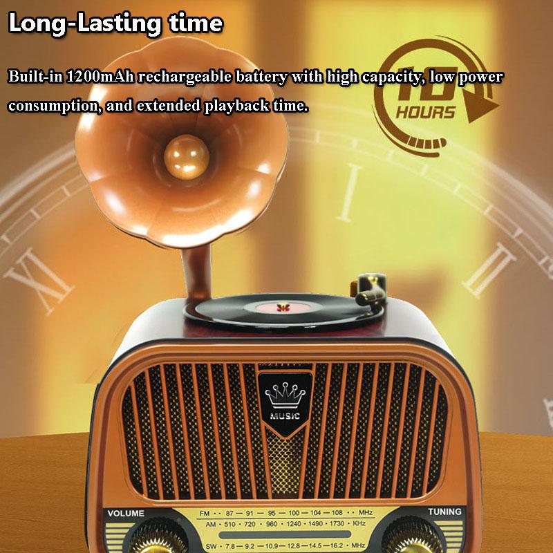 Portable Vintage Full Band Radio Classic Retro DSP FM AM SW Radios Receiver Hifi Bluetooth 5.4 Speaker Music Box Support TF USB