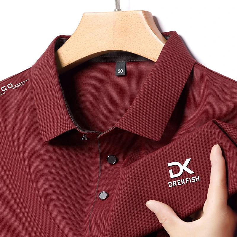 New Men'S Business Casual Long Sleeved Shirt With Badge Solid Color Polo Shirt Fashionable Breathable Comfortable Versatile Top