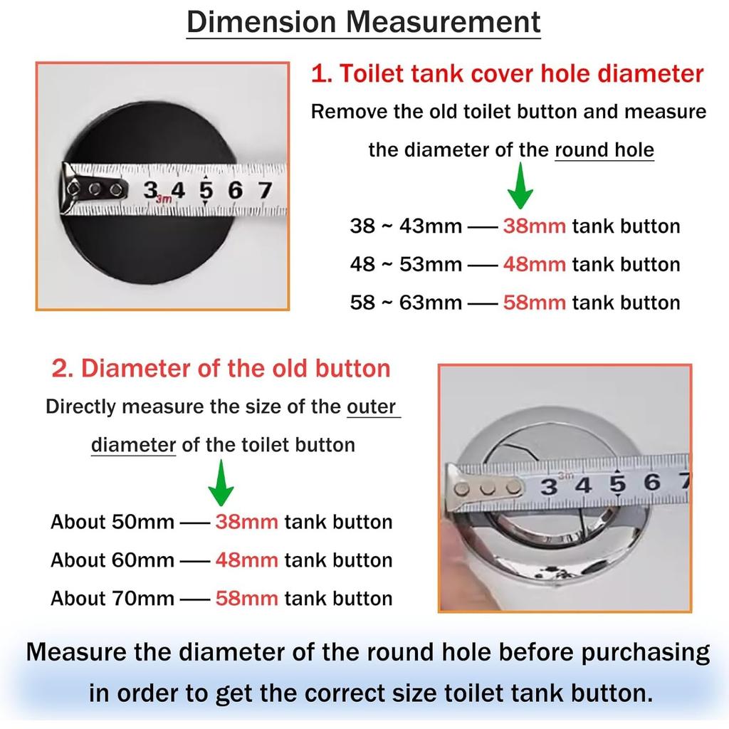 48mm Toilet Push Button,Toilet Tank Button Dual Push Flushing Button,Adjustable Toilet Water Tank Button for Glacier Bay Aquasource TOTO