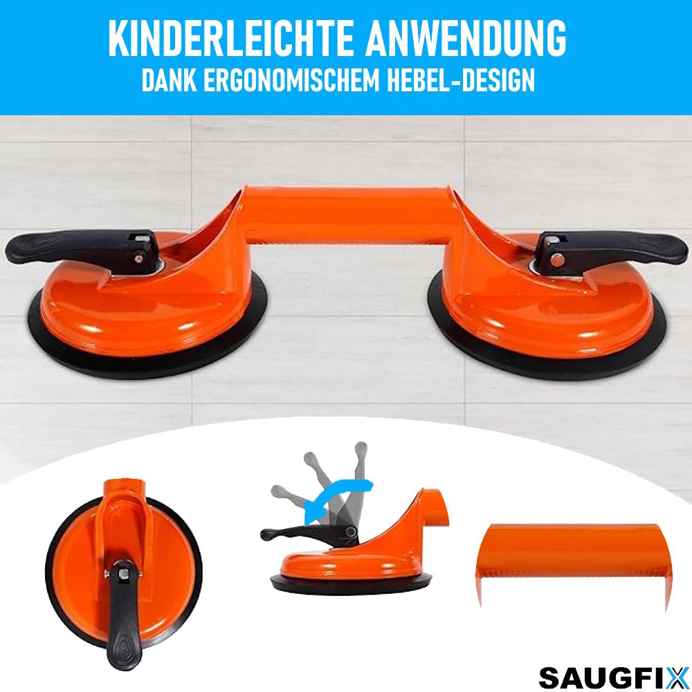 SAUGFIX Dubbelsugkopp Glaslyftare Kakellyftare Sugkopp Glas Vakuumlyftare 2 st