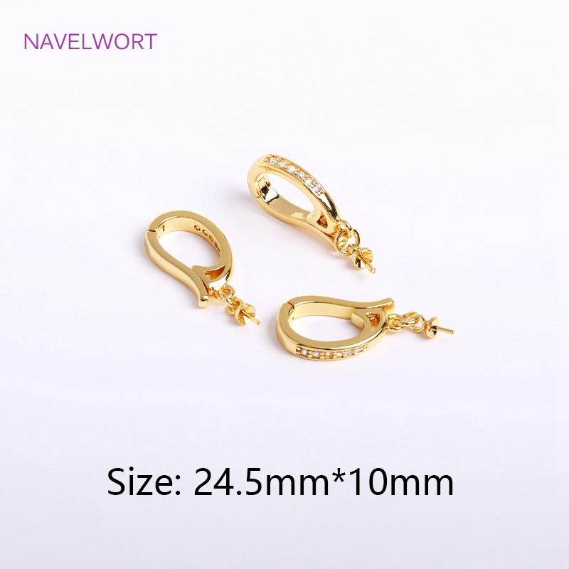 18K Gold Plated Pearl Clasps Fastener DIY Jewelry Accessories Inlaid Zircon Pearl Clasps Connectors For Necklace Making Findings