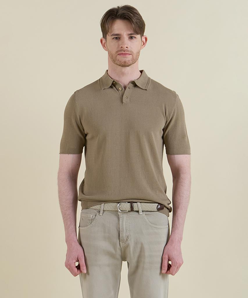 PANICALE Sabia Herringbone Short Sleeve Polo Knit