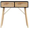 Coffee Tables Console Table Black 80X30x75 Cm Solid Wood Pine&Natural Rattan