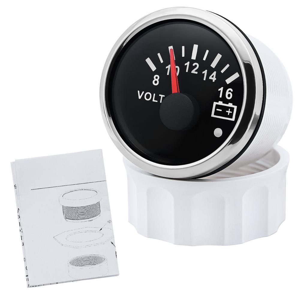 AD 52mm Voltmeter with Alarm Light Volt Meter Gauge Voltage for Marine Car Caravan Boat Camper RV Truck 12v Voltmeter Ammeter