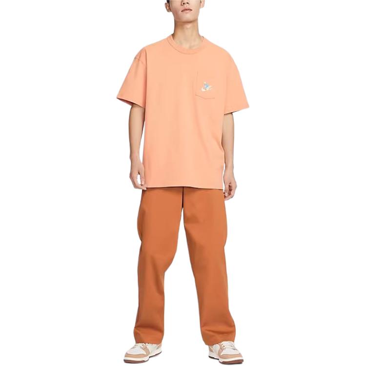New Nike Drop Shoulder Sleeve T-Shirt Men's Orange FQ0351-225