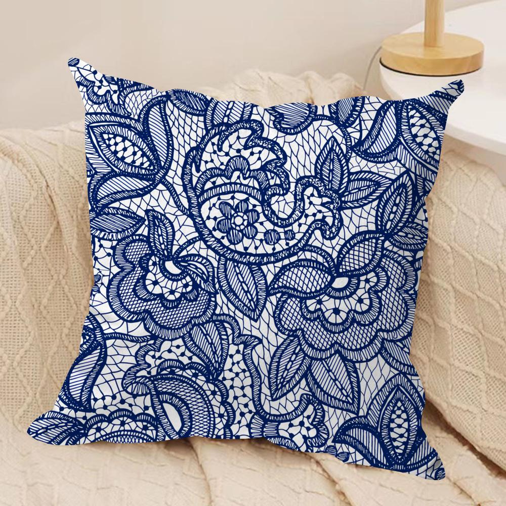 Lace Flower Cushion Cover Soft Plush Fabric DoubleSided Printed Cushion Covers for All Seasons Modern Home Decor