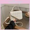 Womens Small Square Bag With Plaid Woven Texture And Street Style For Casual Outings
