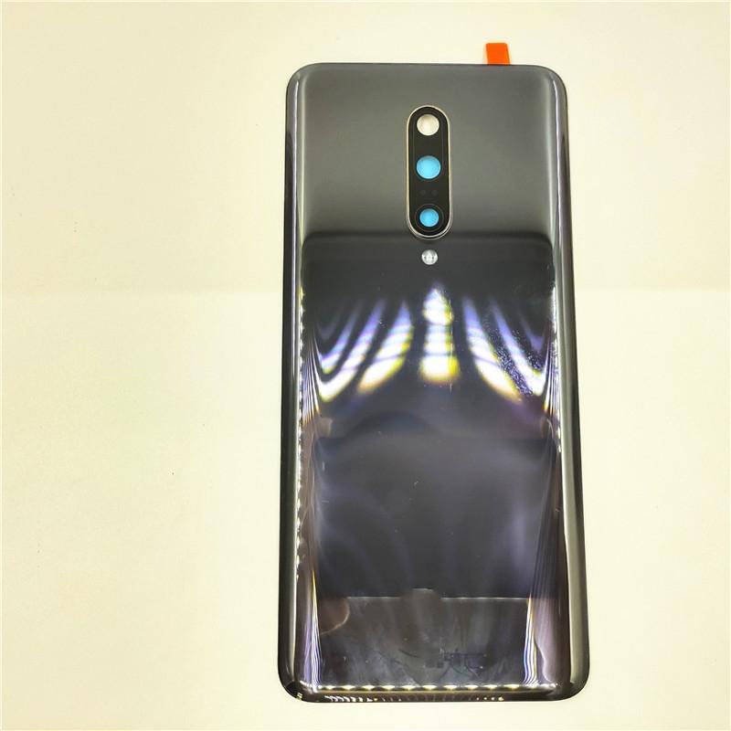 Стеклянная задняя крышка для OnePlus 7 Pro, крышка аккумулятора, задняя панель корпуса со стикером-клейкой для объектива камеры чёрный
