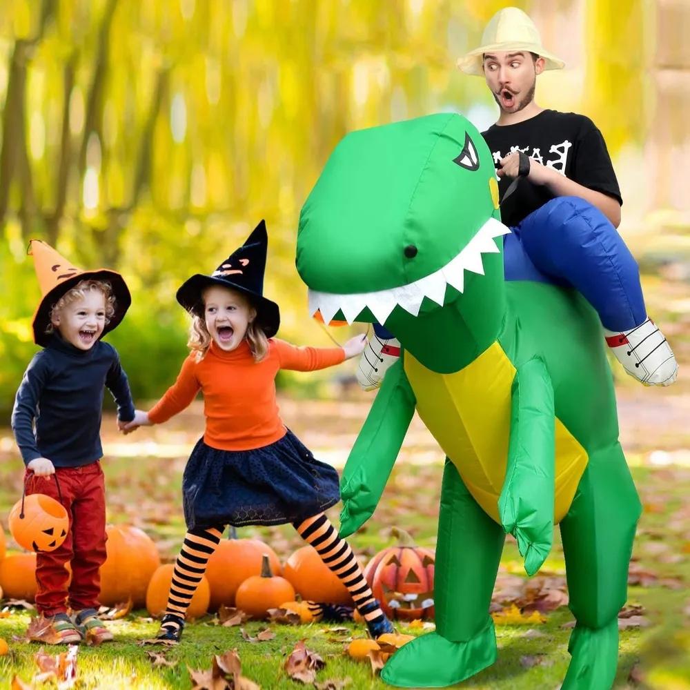 Dinosaur costume disguise self-inflating inflatable dinosaur t-rex costume