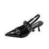 Designer Narrow Band Buckle Strap Pumps Women Sandalias Tacon Sexy Pointed Toe Thin Heels Wedding Banquet Dress Mule Ladies Shoe