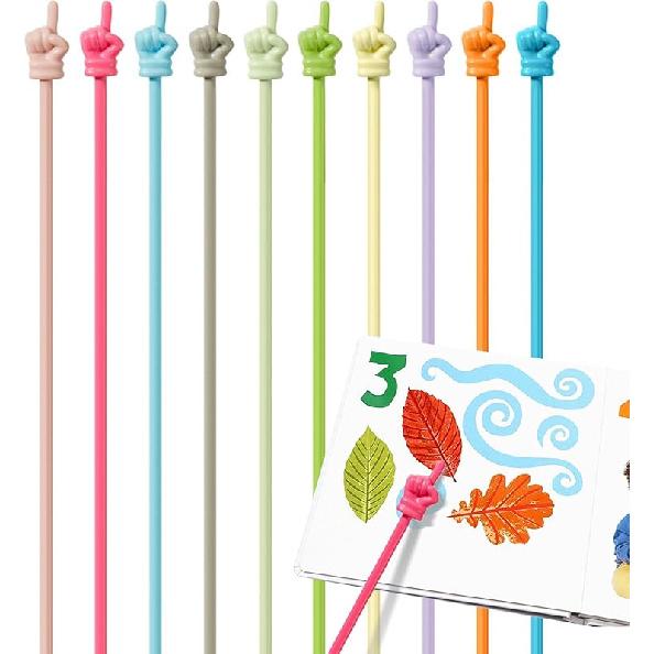 10pcs Finger Pointer for Classroom, Reading Pointers for Kids, Hand Pointing Stick, Teaching Finger Class Pointer for Teachers, Classroom Teacher Pastel 10pcs Pointers