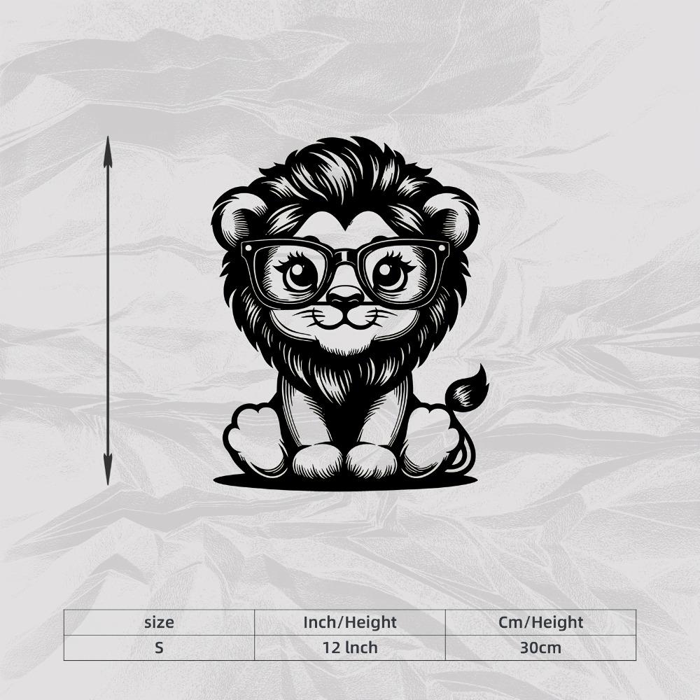 

Cute Lion Glasses Metal Wall Art, Weatherproof Iron Sculpture for Kids Room Garden Fence, Holiday Decor Children Birthday Gift S/30cm/12inch