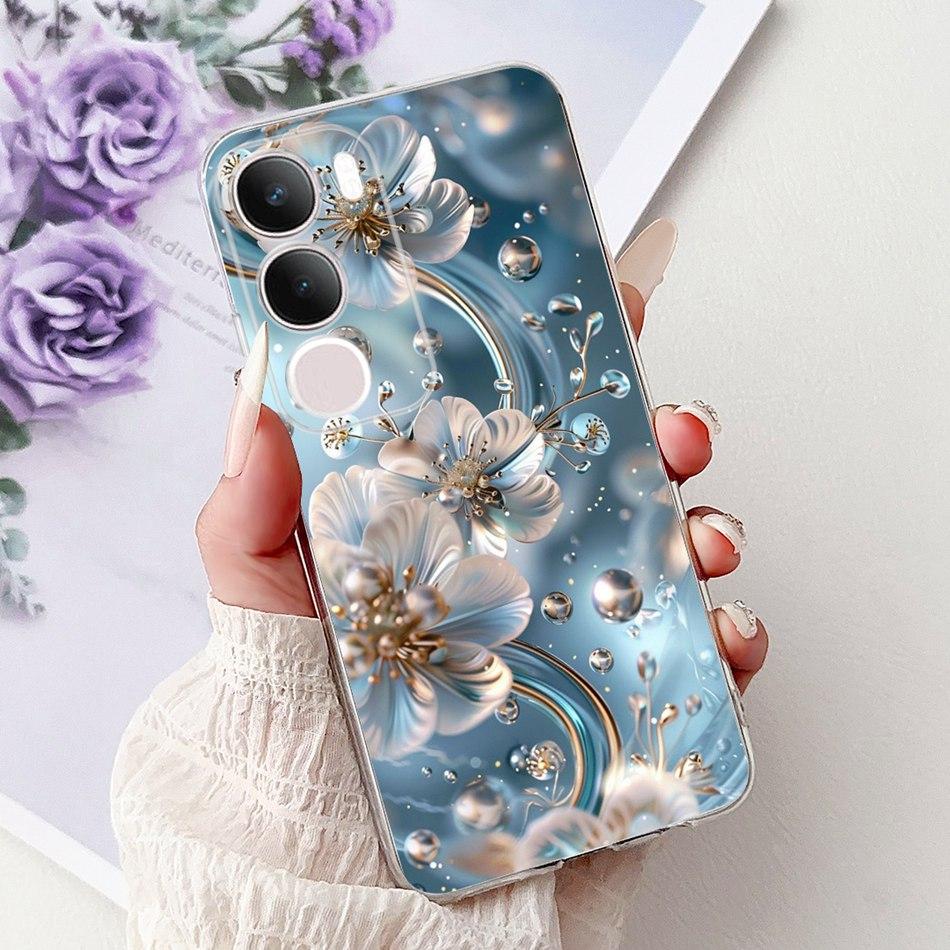 For Vivo Y19S V2419 Elegant Floral Butterfly Painting Phone Case For Vivo Y19s Y 19S 4G Soft Silicone TPU Cases