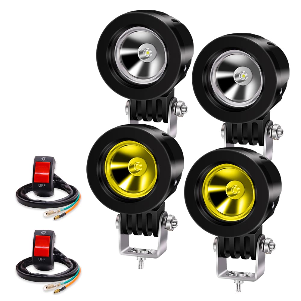 

Motorcycle Fog Yellow and White LED Auxiliary Work High Long Shock Universal Car Exterior Narrow with Set of 4 X-STYLE Lights, Headlights, Lights,