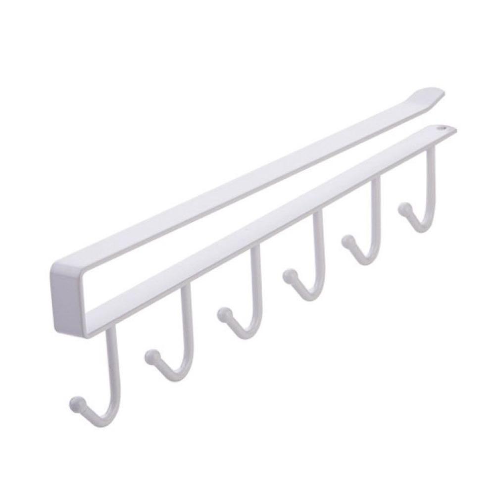 6 Hooks Kitchen Hanger Iron Under Shelf Mug Cup Cupboard Multifunction Kitchen Organiser Hanging Rack Holder