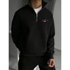 FRANCE Red, White, and Blue Striped Men's Half-Zip Hoodie, Simple and Stylish Printed Stand-Up Collar Hoodie,Casual Long-Sleeve Stand-Up Collar Hoodie