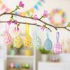 24Pcs Multicolor Easter Egg Ornaments Cute Easter Party Decorations Hanging Ornaments  Kids Gifts
