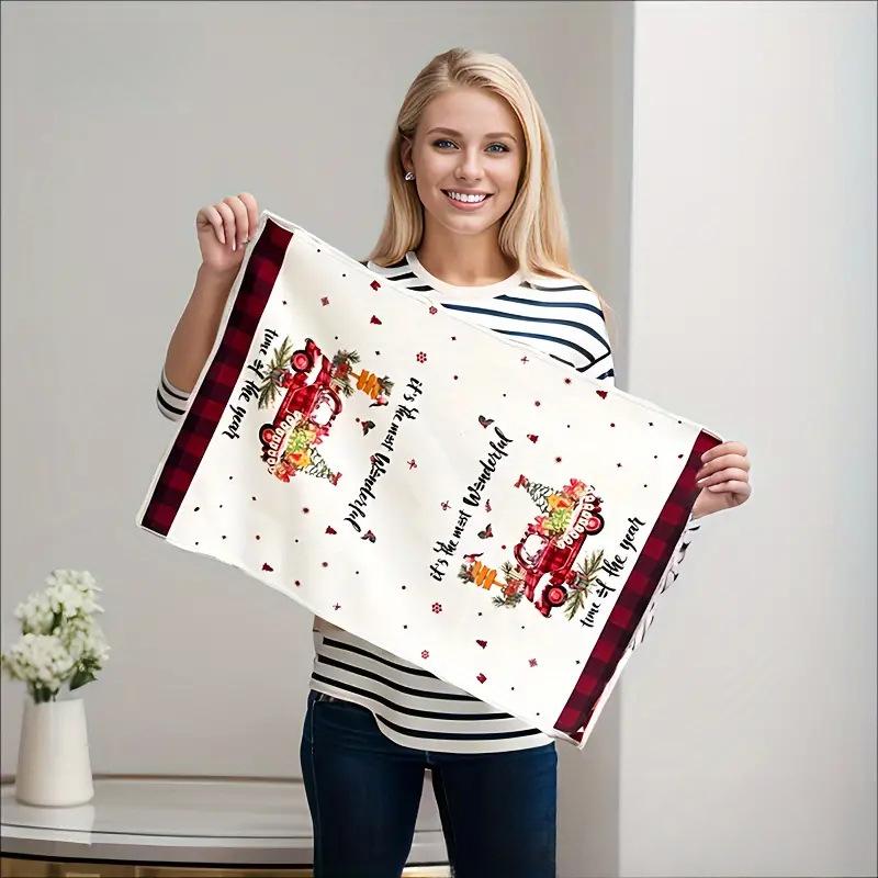 Durable Christmas Kitchen Dishcloth Towel Decorative Quick-drying Christmas Cute  Dish Cloth Hand Towel Kitchen Cleaning