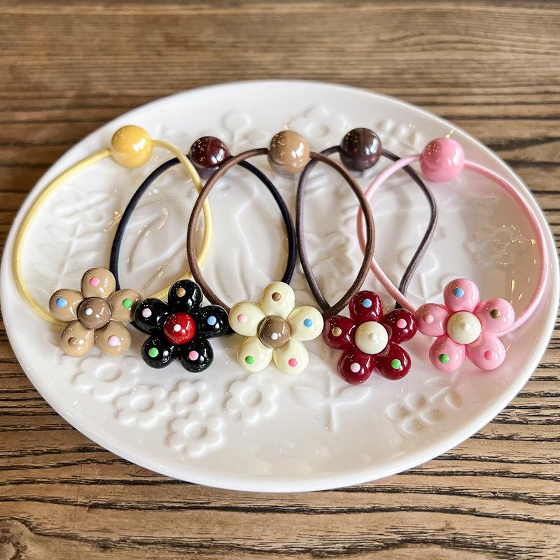 2PCS New Cute Colorful Polka Dot Flowers Princess Headwear Kids Elastic Hair Bands Children Hair Ropes Girls Hair Accessories