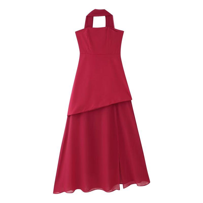 Kaslead New Arrival Women's Clothing Fashion Style Fashion Minimalist Multicolor Tube Top Patchwork Mesh Dress