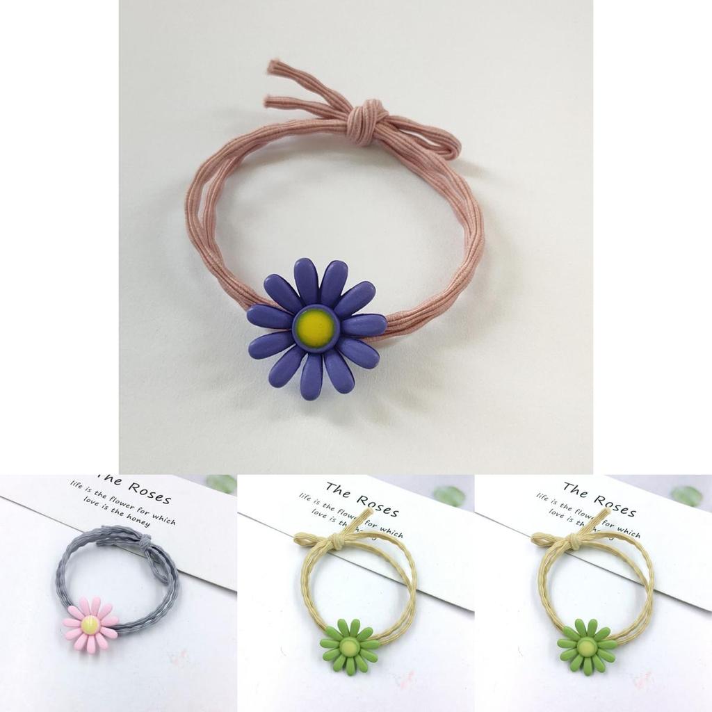 Adorable Ins Women Daisy Hair Rope With Versatile High-elastic Korean Rubber Band Design