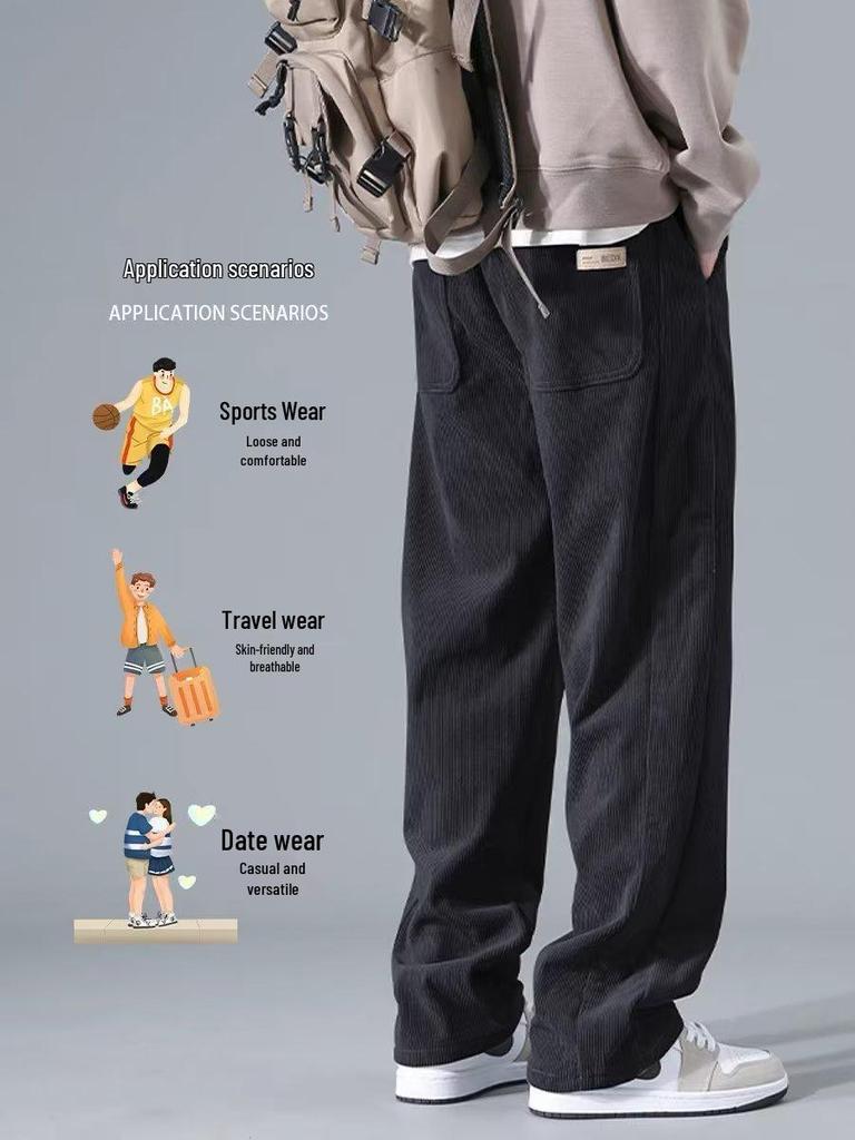 2023 Men's Trendy Wide-Leg Corduroy Pants - Spring/Autumn Casual Sports Fit