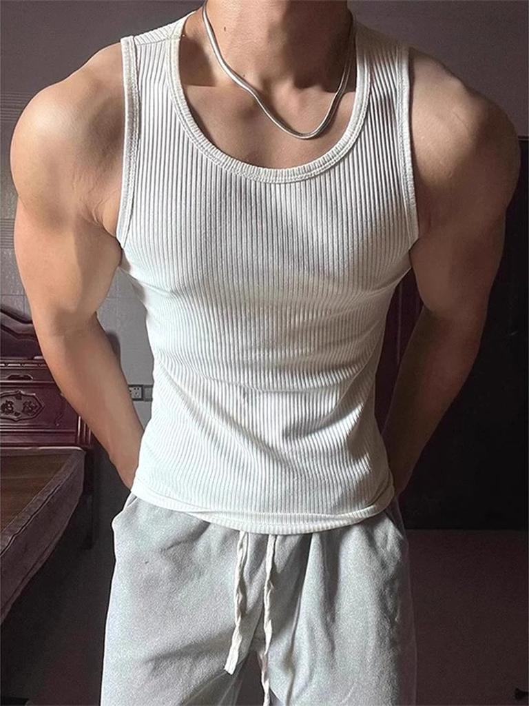 Canotta da Fitness da Uomo: Canotta traspirante in cotone a scollo basso elastica