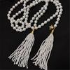 Imitation Pearls Bead Necklace Tassels Choker Elegant Fringes Neckchain Fashion Accessory for Sweaters and Waist