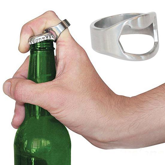 1Pc Creativo Acciaio Inossidabile Bar Strumento Birra Portatile Anello Apribottiglie