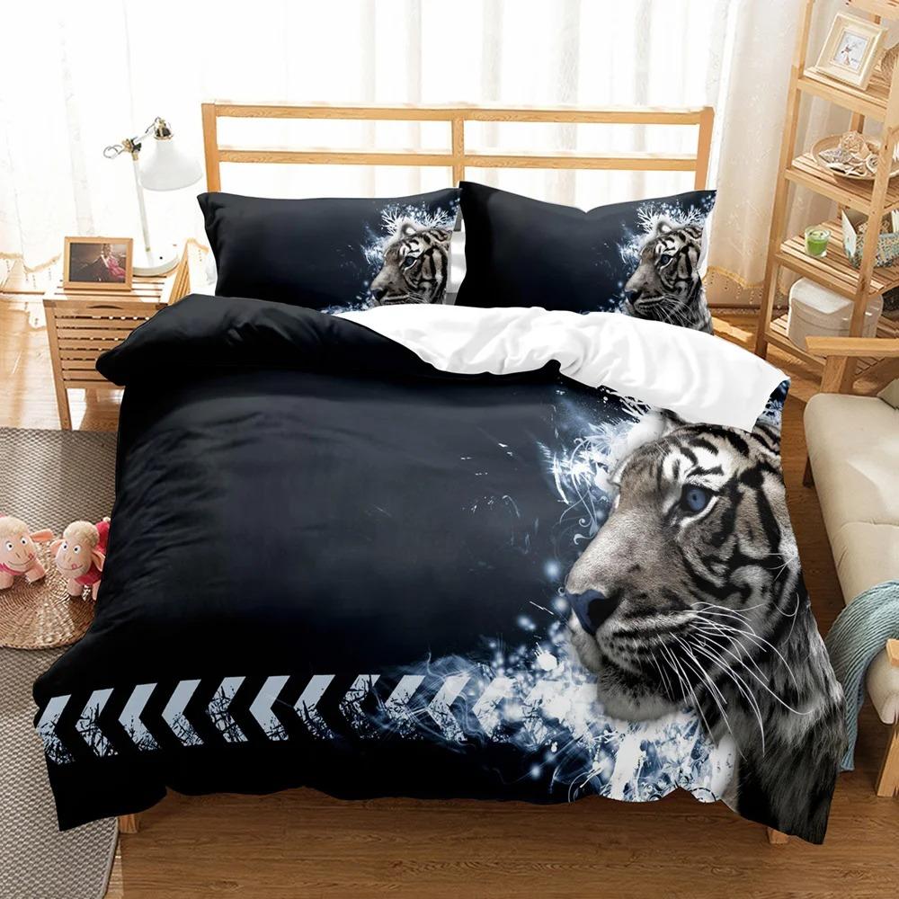 Animal White Tiger Bedding Set Scenery Comforter 3D Print Luxury Duvet Cover Set Home Textile Decor Full Queen King Single Size